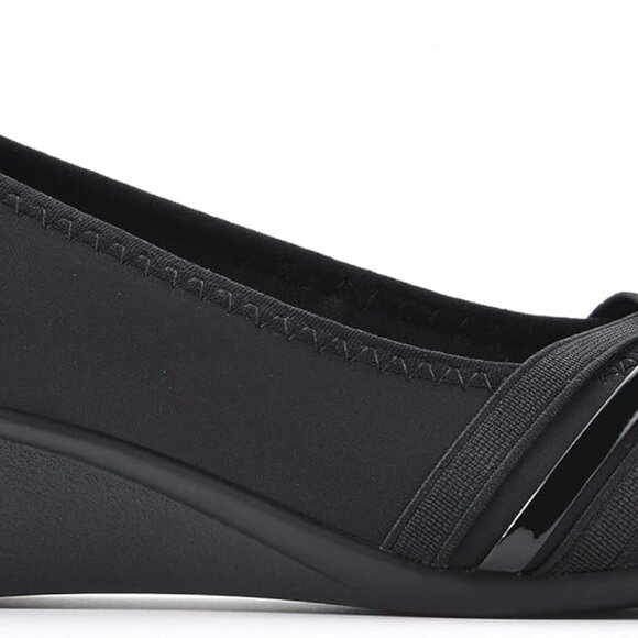 Women's Woven Textile Pump Size 8 Black Nylon Cushioned Sole Office & Casual - Picture 2 of 6